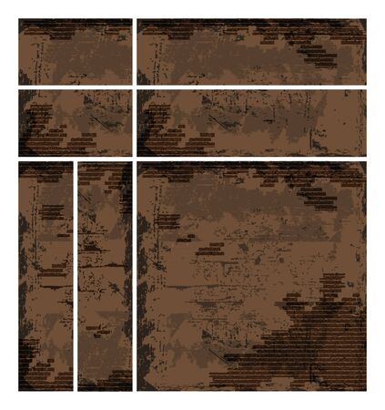 vector set of blank cards, vertical and horizontal bannersand background with the image of an old shabby brick wallのイラスト素材