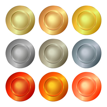 vector round empty polished templates from gold platinum silver bronze copper brass which can be used as print medals badges coins medals tags labelsのイラスト素材