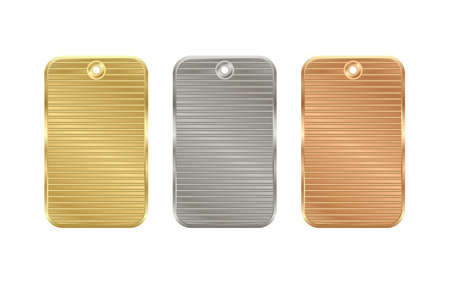 Vector corrugated rectangular price tag of gold silver bronzeのイラスト素材