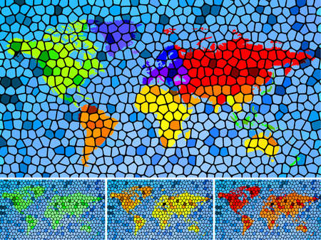 vector world map with mosaicのイラスト素材