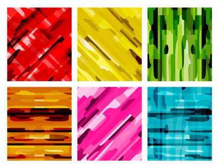 Set of six abstract backgrounds of different colors and directions vertical horizontal lines diagonally intersectingのイラスト素材