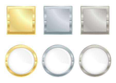 set of square and circular icons of gold silver and platinumのイラスト素材