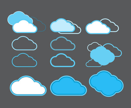 icons in the form of clouds to indicate the cloud data storage on the Internet