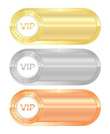 set of labels with gold rectangular bronze and silver with the inscription VIPのイラスト素材