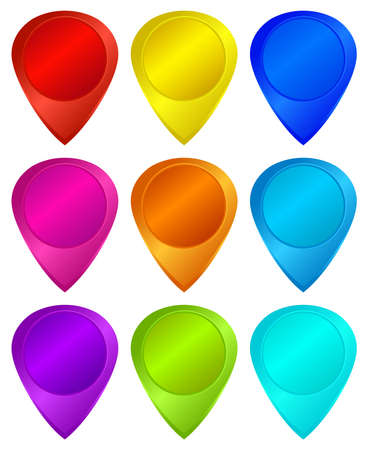 set of blank tags on a map of 9 colorsのイラスト素材