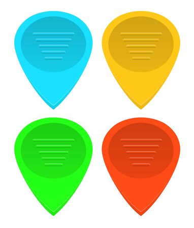 tags on the map in red, blue, yellow and green colorsのイラスト素材
