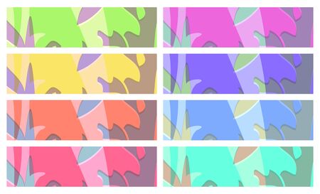 Vector set of abstract rectangular banners of green blue red orange pink turquoise purple yellow color that can be used in web design business cards labels buttonsのイラスト素材
