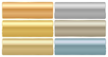 Vector set of long rectangular plates of different metals gold platinum red gold silver brass aluminumのイラスト素材