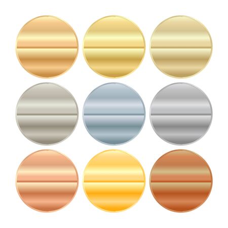 vector round blank templates from gold platinum silver bronze copper brass which can be used as print medals badges coins medals tags labelsのイラスト素材