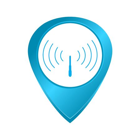 Vector tag Wi fi at the map blueのイラスト素材