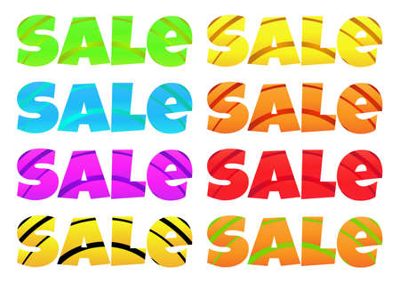 Vector word sale with curved stripes of different colorsのイラスト素材
