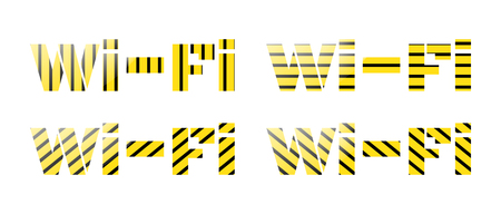 Vector set of Wi Fi inscription from yellow and black stripesのイラスト素材