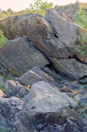 Background of an interesting layered stoneの写真素材