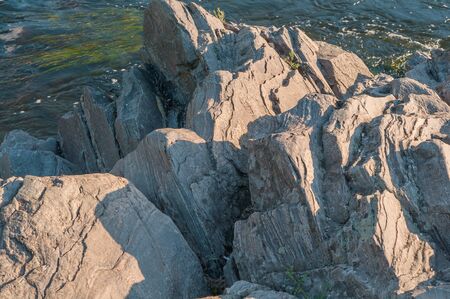 Background of an interesting layered stoneの写真素材
