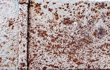 Rough textured surface very rusted iron. Vintage background old rusty metal sheet close-up, red-brown rusty color.の写真素材