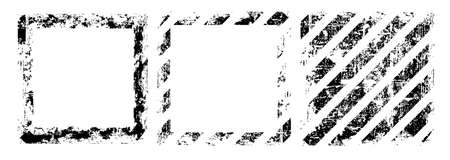 Set old grunge frames in black color, design flat style vector illustration, isolated on white.のイラスト素材