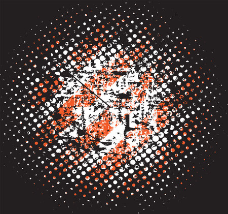 Grunge halfton, texture with shabby old stripes in black and red, design flat style vector illustration.のイラスト素材