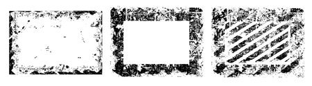 Set old grunge frames in black color, design flat style vector illustration, isolated on white.のイラスト素材