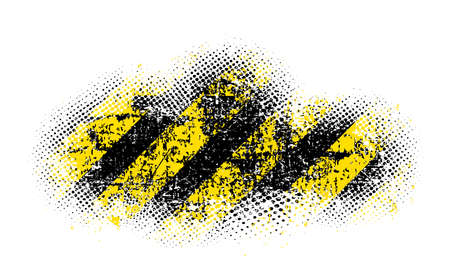 Grunge halfton, texture with shabby old stripes in black and yellow, design flat style vector illustration, isolated on white.のイラスト素材