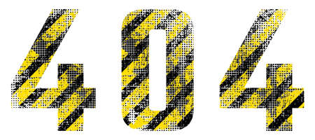 Grunge lettering 404, website loading error, flat style vector illustration design isolated on white.のイラスト素材