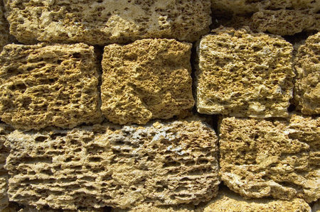 This brickwork antique battlement, made from shell rock.