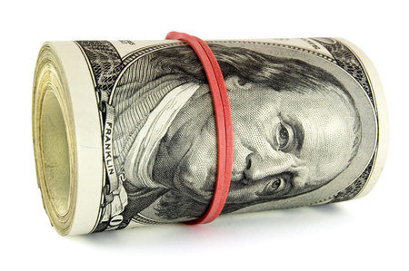 The paper money on white background.
