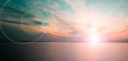 The sunset and sea coast.の写真素材