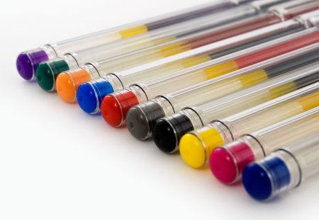 Set of pens on a white background.の写真素材