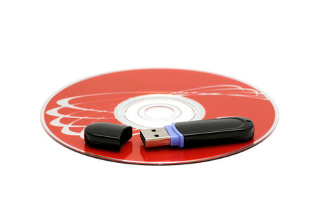 flash memory and  disk isolated on a white background                                 の写真素材