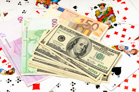 money and playing cardsのeditorial素材