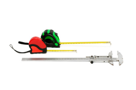  calliper and tape-line isolated on a white background                                   