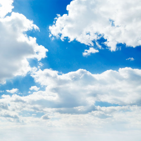 beautiful white clouds in the blue sky                                    