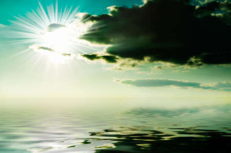 sun and clouds reflected sea                                    の写真素材