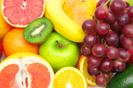 fresh fruits and vegetables isolated on a white background  