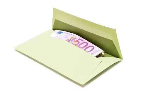 money in envelope isolated on a white                                   の写真素材