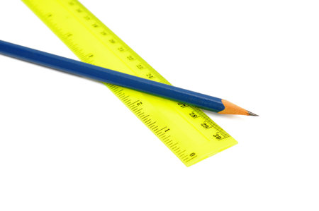 pencil and ruler on white background                                    の写真素材