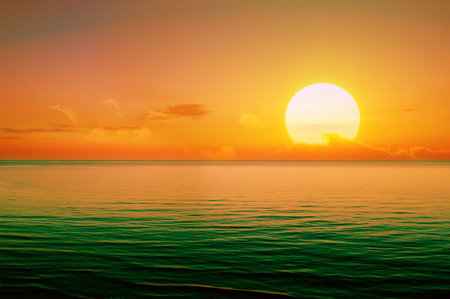 Beautiful sunset above the sea                                    