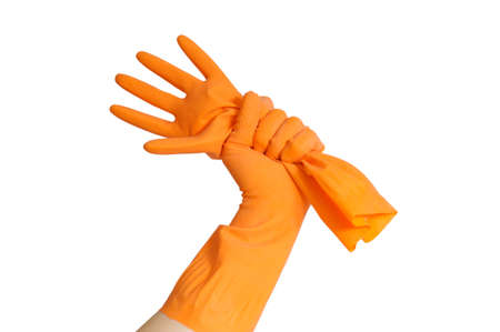 rubber glove isolated on a white background                                    の写真素材