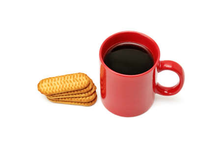 Cup of coffee and biscuit isolated on the white                                    の写真素材