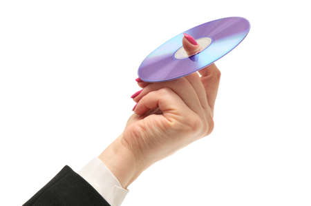 computer disc in hand isolated on a white background                                   の写真素材