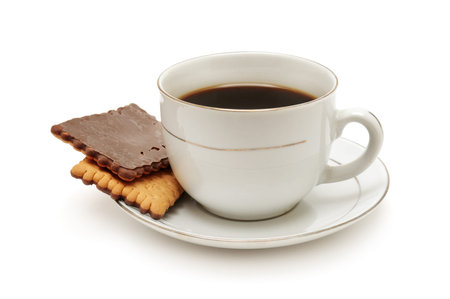 Cup of coffee and biscuit isolated on the white background                                    の写真素材