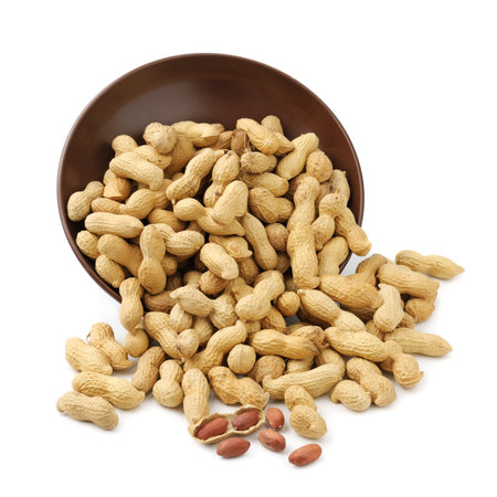 groundnut in plate isolated on white background