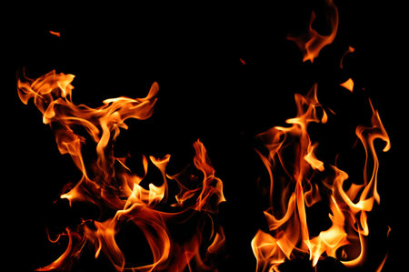 fire on a black background                                    