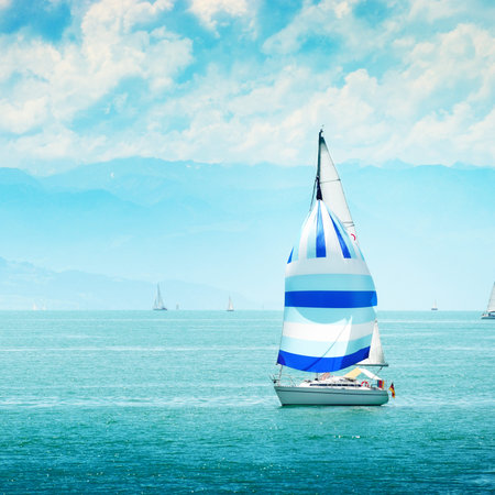 Beautiful yacht at sea.                                    