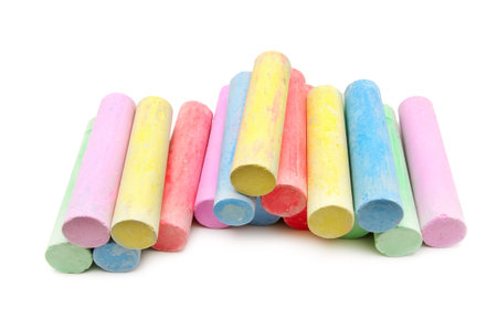 multicolored chalk isolated on a white background                                    
