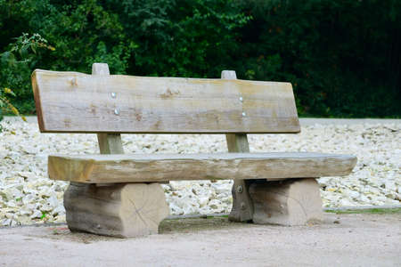wooden bench in park                                    の写真素材