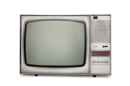 Old-fashioned tube TV isolated on a white backgroundの写真素材