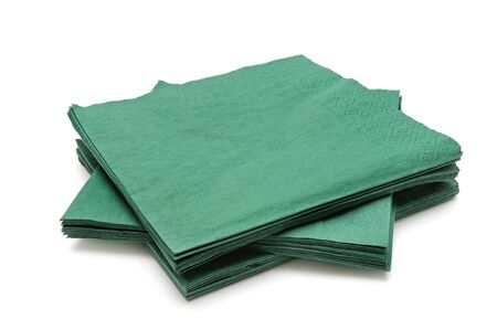 green napkins isolated on a white backgroundの写真素材