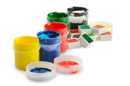 colorful paint isolated on whiteの写真素材