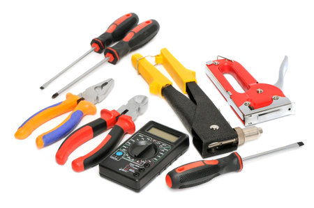 collection tools isolated on white background